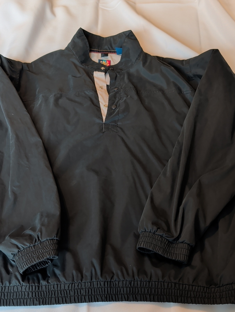 Men's Sunice Black Pullover Windbreaker with Contrast Snap Placket XXL